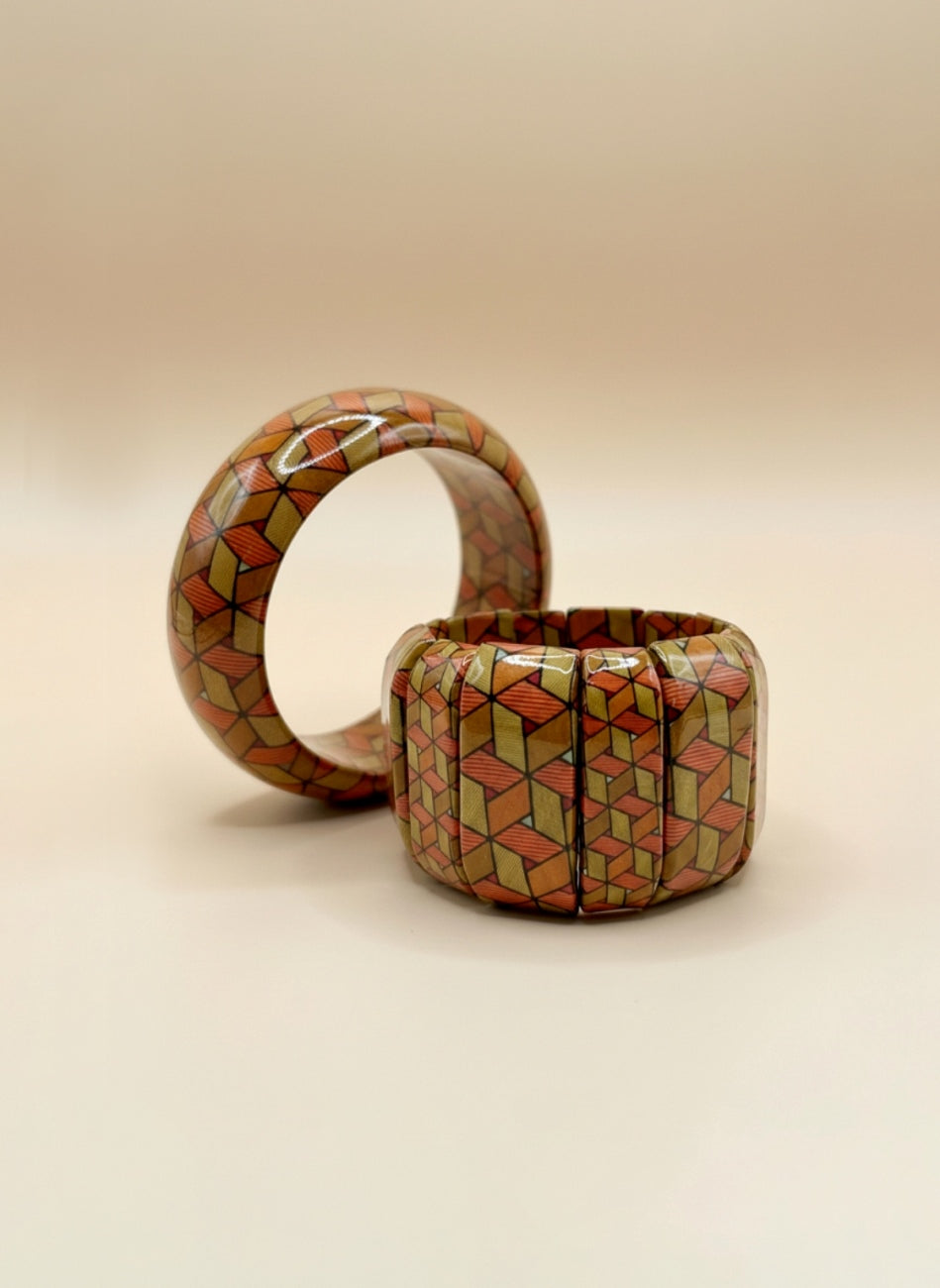 Pulsera print geométrico rojo Surkana