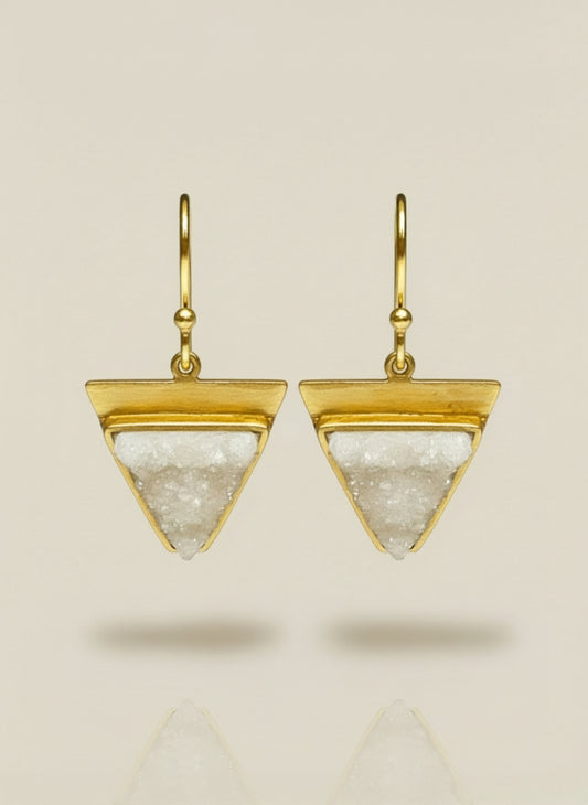 Pendientes triangulo piedra drusa blanca Blanco Surkana