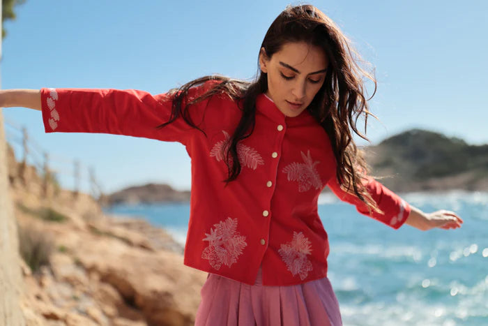 Chaqueta roja algodón Luna Llena