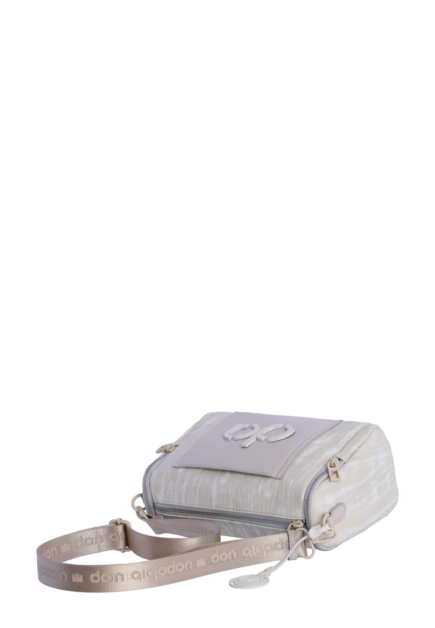 Bandolera combinada beis blanca don algodon