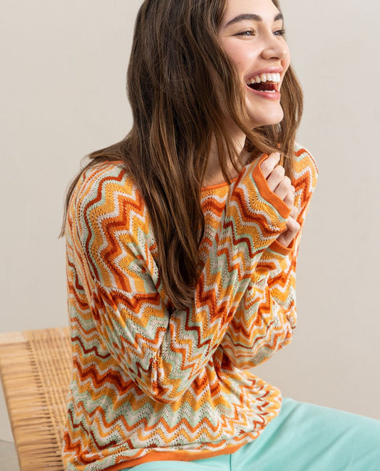 Jersey escote barca manga larga Naranja Surkana