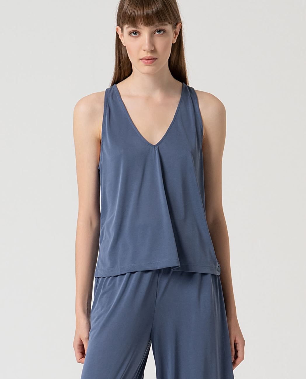 Top escote pico Azul Indigo Surkana