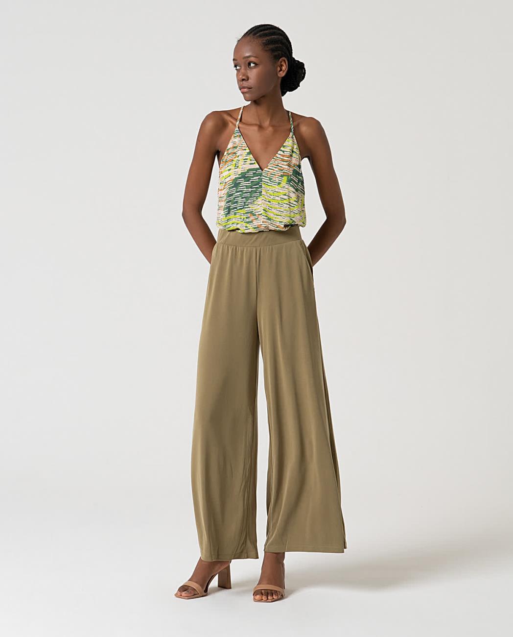 Pantalón largo recto Kaki Surkana