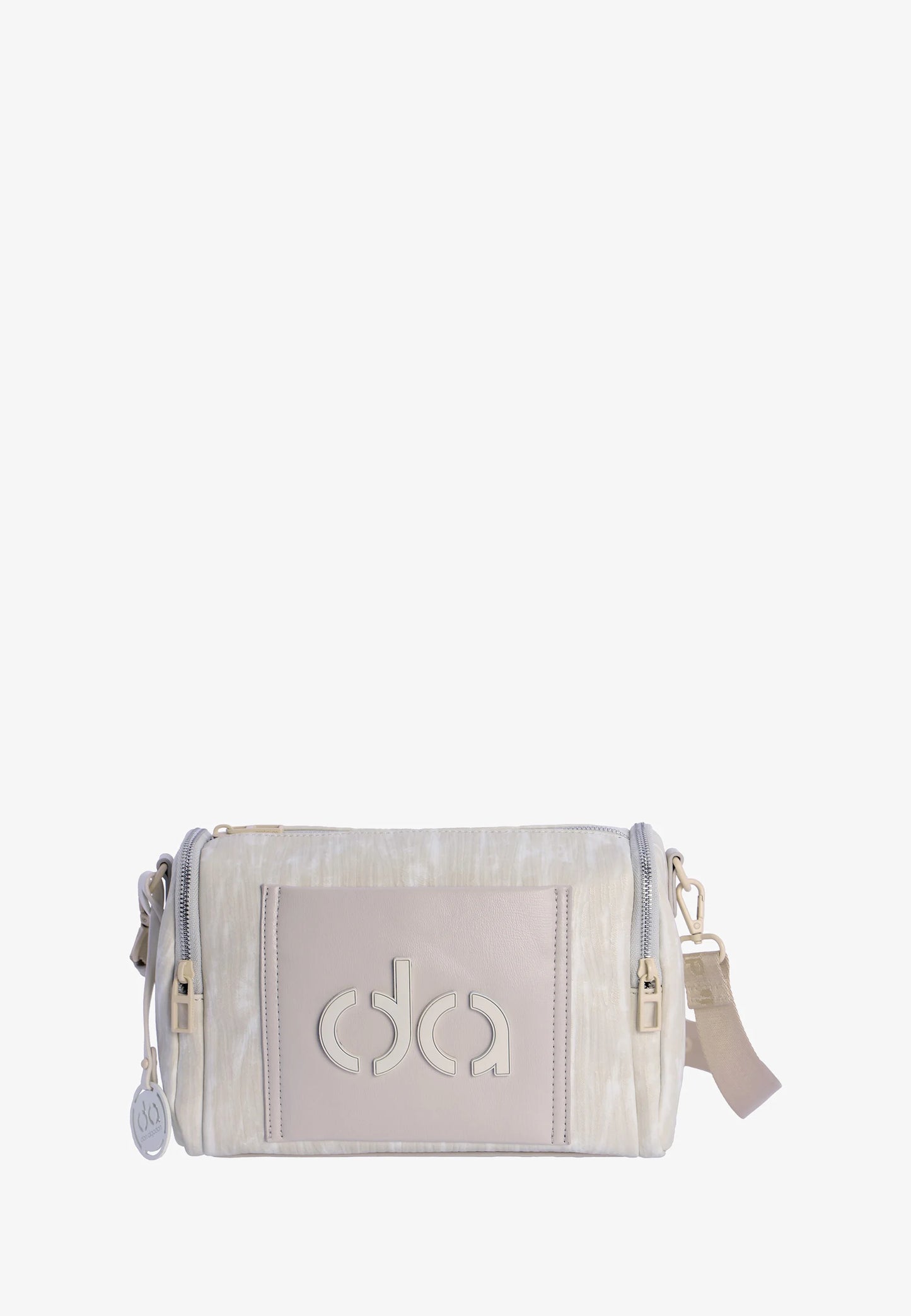 Bandolera combinada beis blanca don algodon
