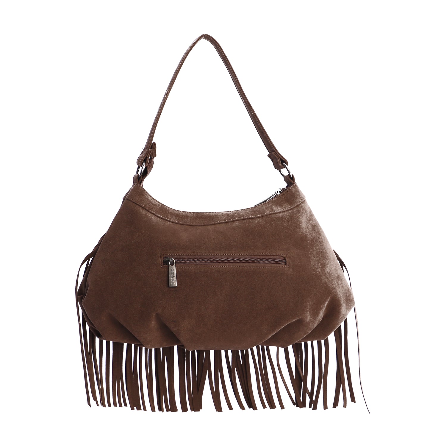 Bolso hombro flecos chocolate amichi
