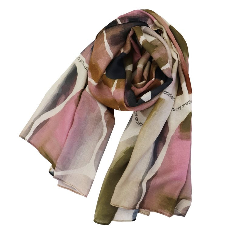 Pañuelo fular estampado marrón rosa amichi