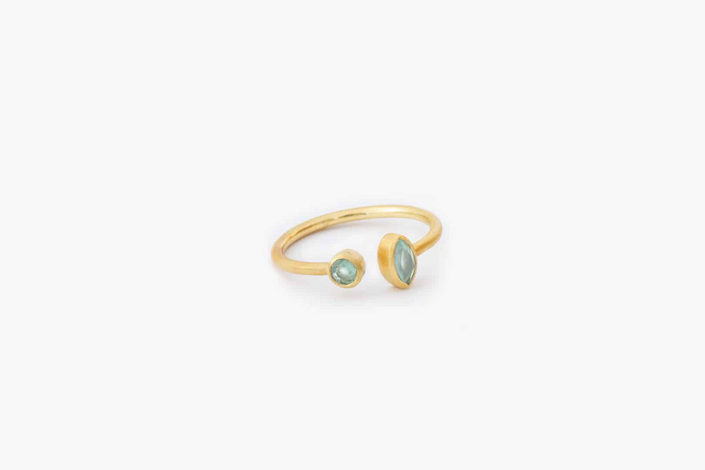 Anillo abierto calcedonia aguamarina