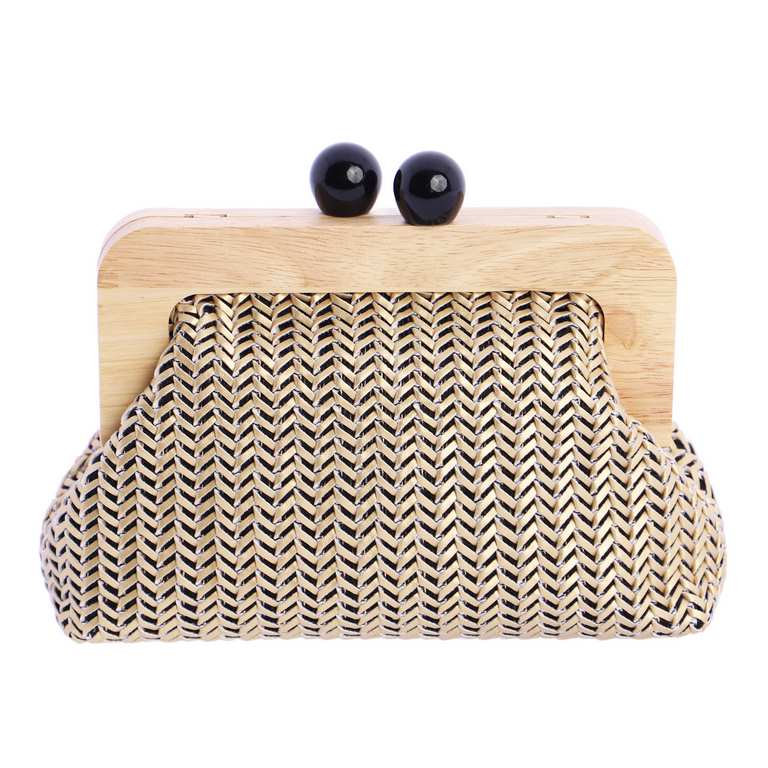 Bolso trenzado fiesta oro Eferri