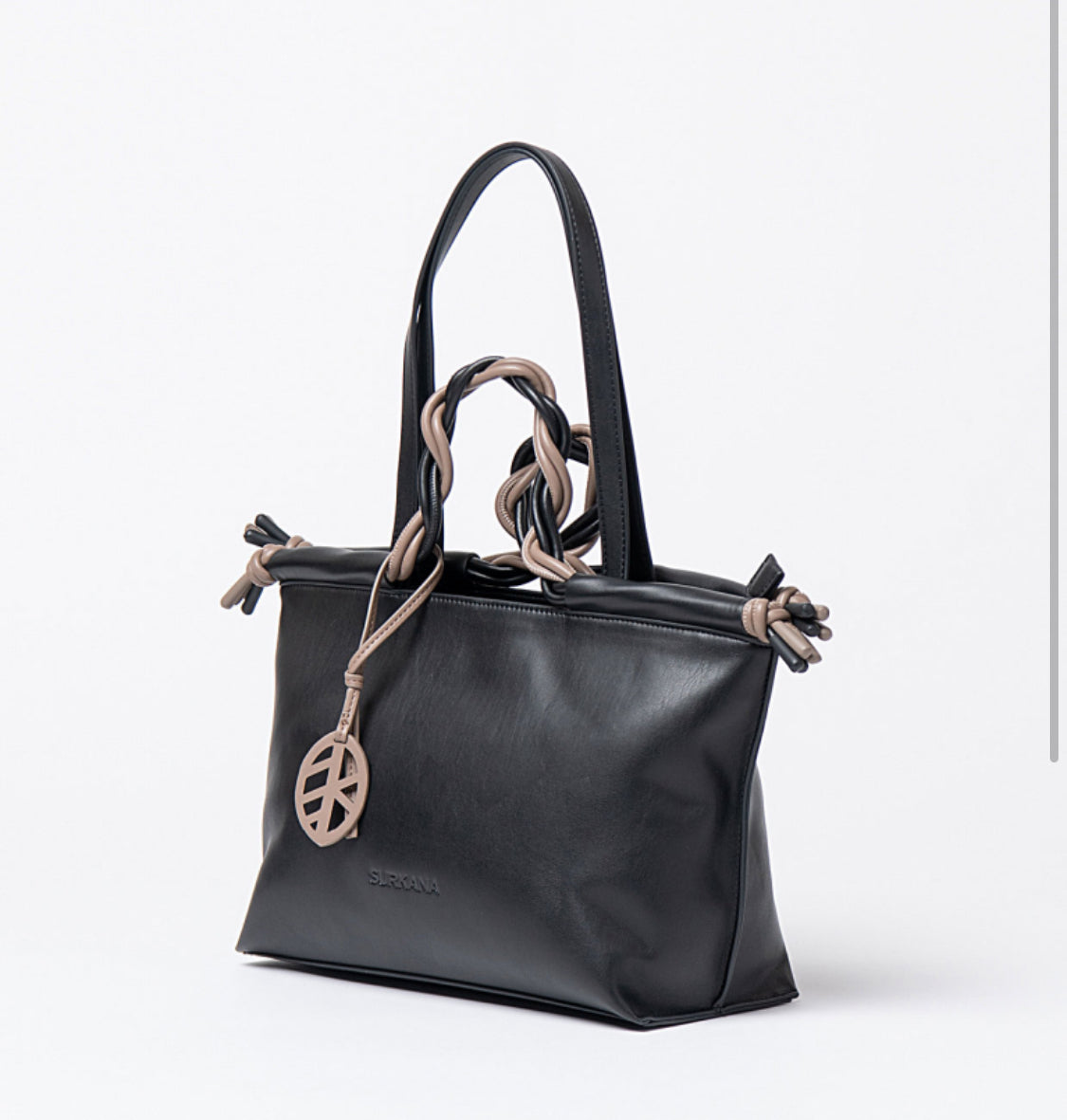 Bolso de mano con doble asa bicolor Negro Surkana