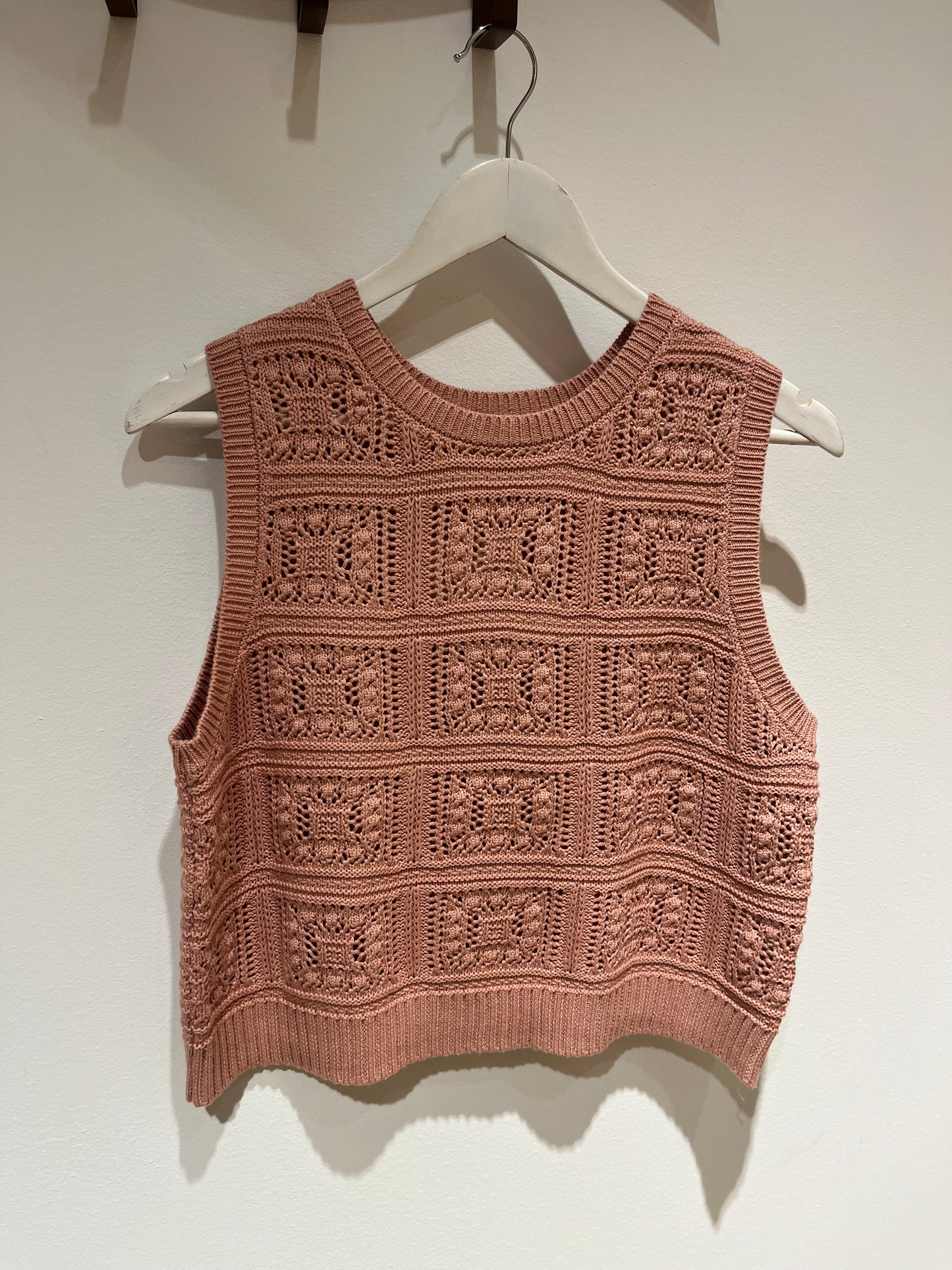 Chaleco punto crochet rosa Luna Llena