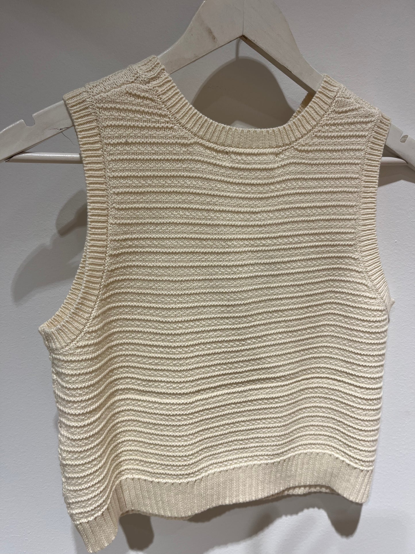 Chaleco punto crochet blanco roto Luna Llena