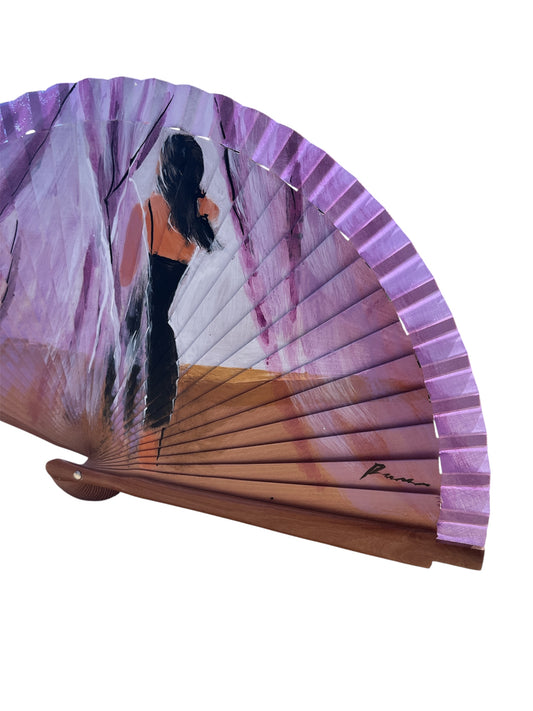 Abanico morado mujer
