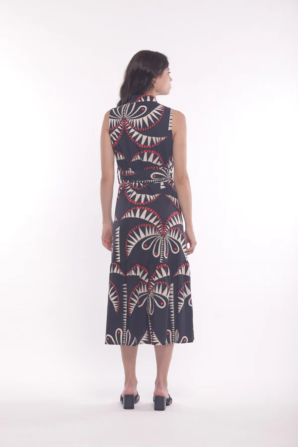 Vestido camisero sin mangas con estampado de palmeras Mimi-Mua