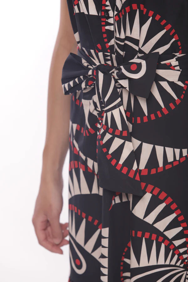 Vestido camisero sin mangas con estampado de palmeras Mimi-Mua