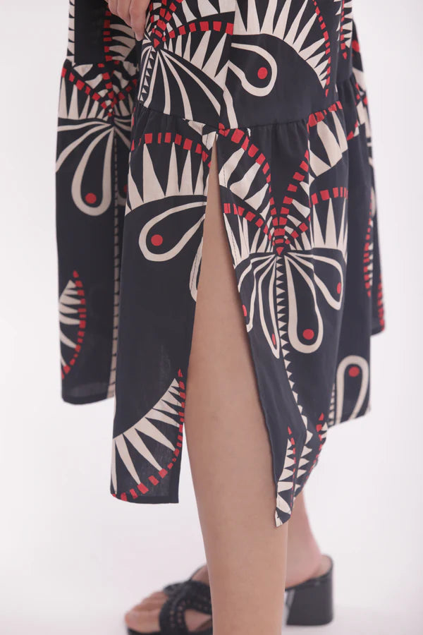 Vestido camisero sin mangas con estampado de palmeras Mimi-Mua