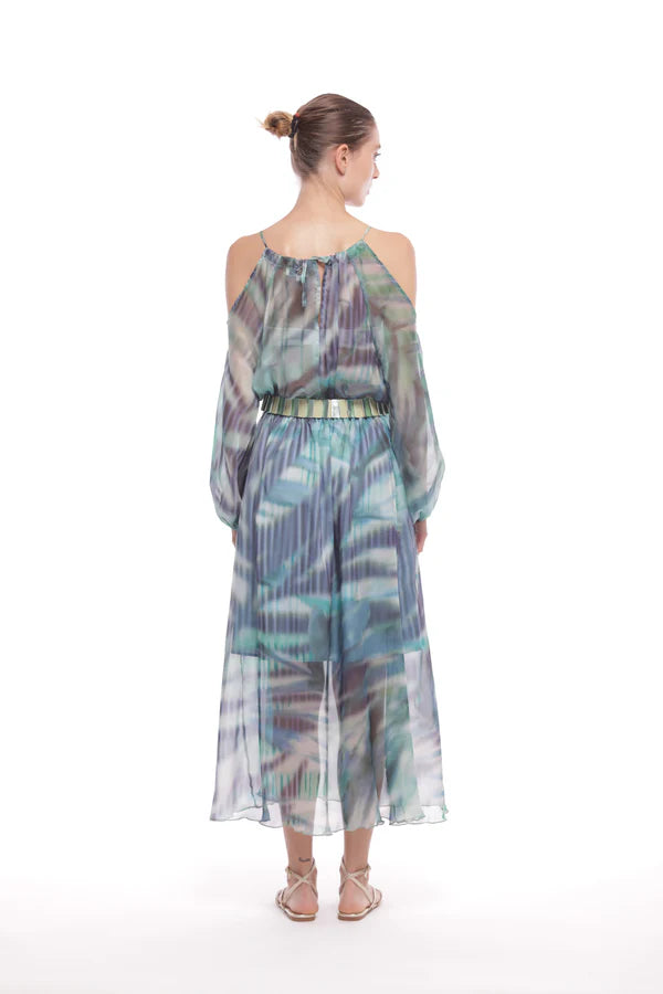 Vestido largo estampado turquesa Mimi Mua