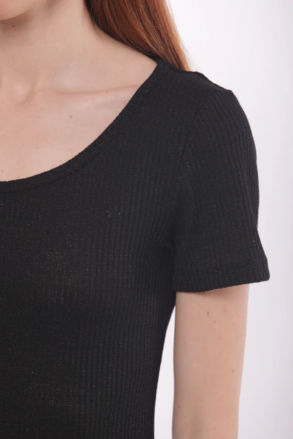 Camiseta canalé lúrex negro Mimi Mua