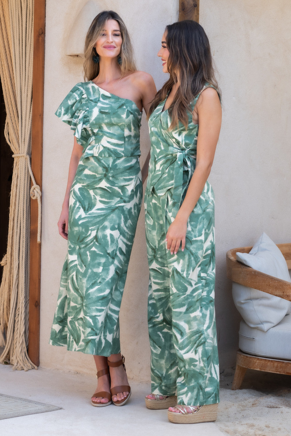 Chaleco estampado hojas verde