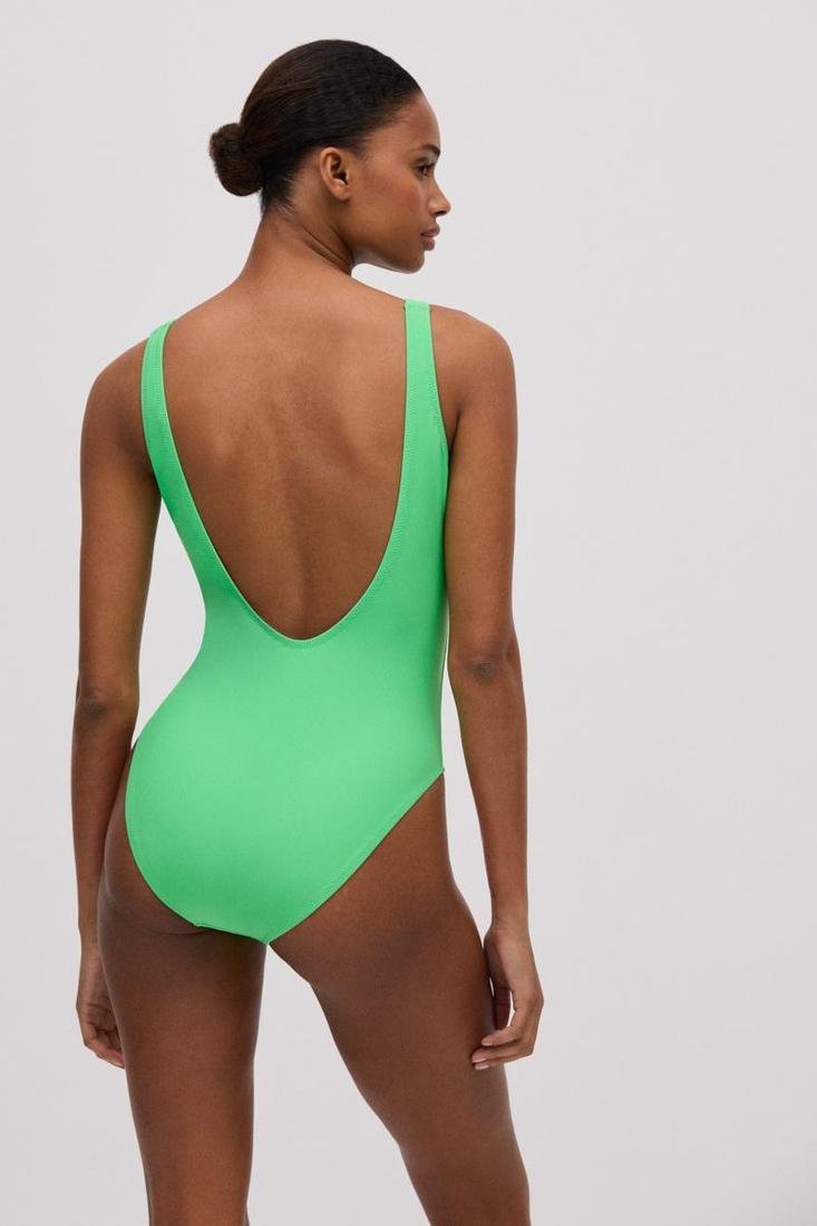 Bañador verde lima cremallera fucsia