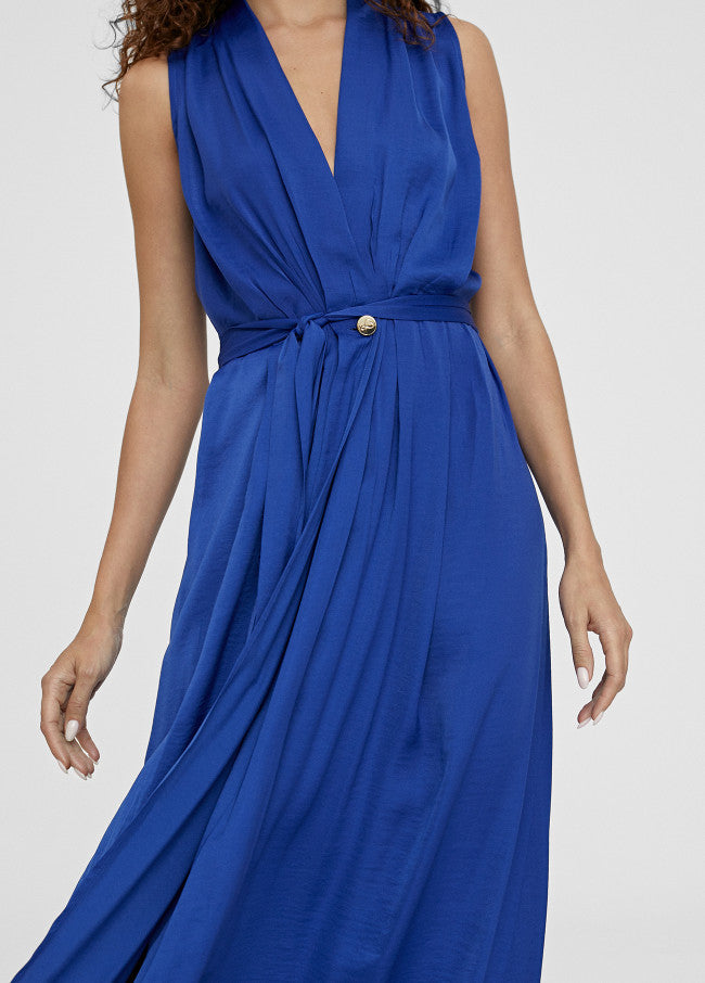 Vestido largo escote azul Lola Casademunt