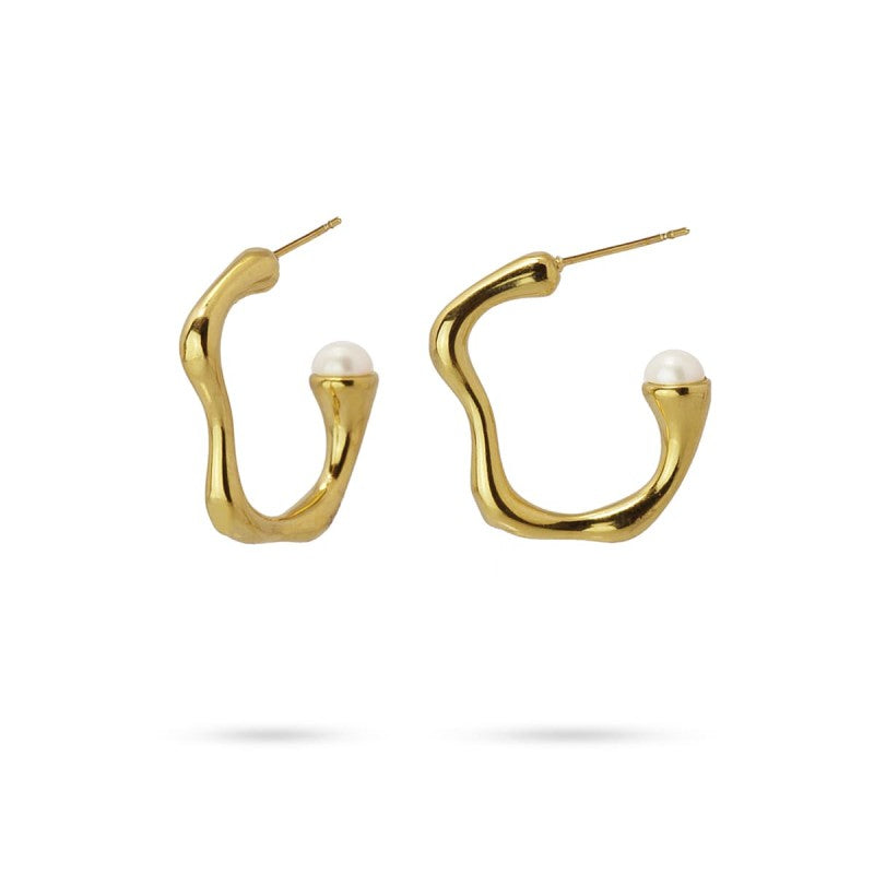 Aros perla dorado