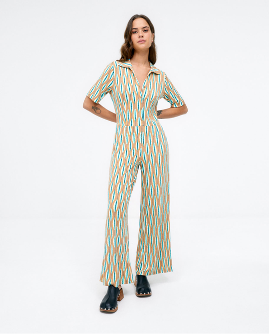 Mono beig hoja turquesa Surkana