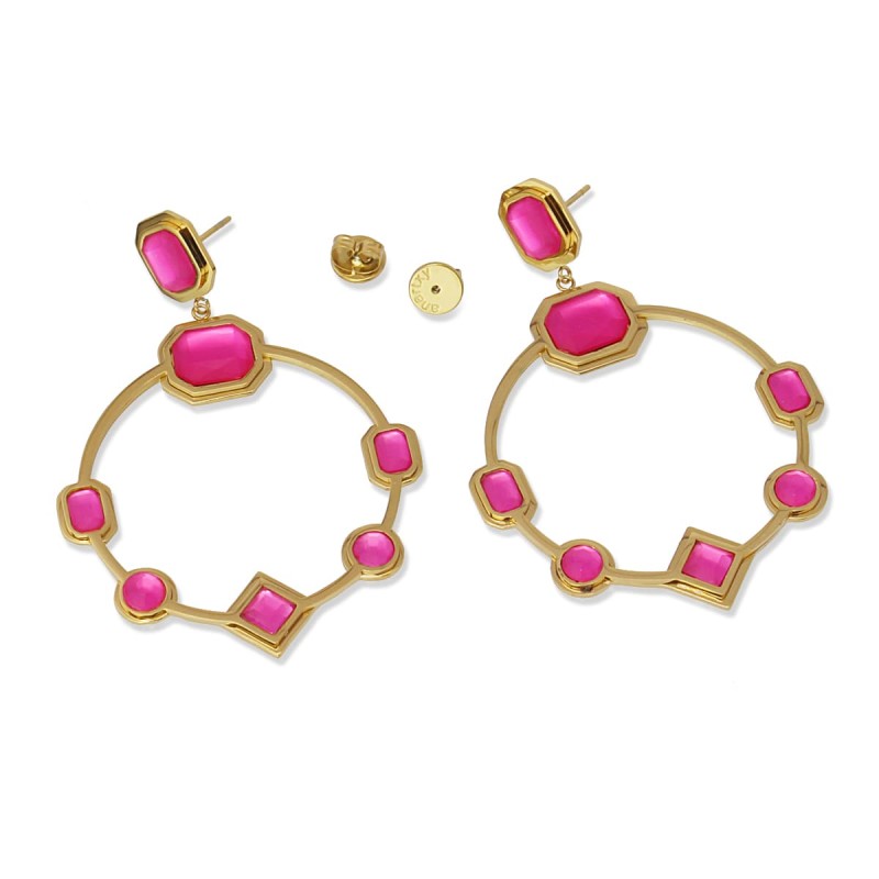 Pendientes aro fucsia