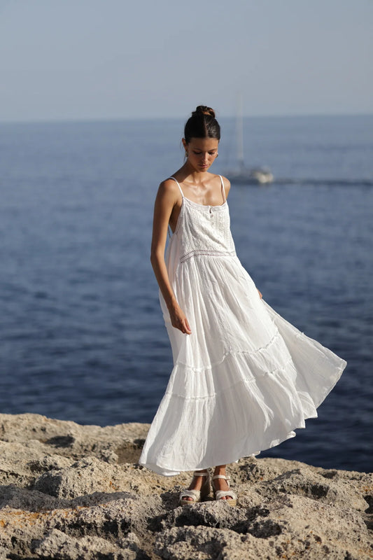 Vestido tirantes largo blanco Luna Llena