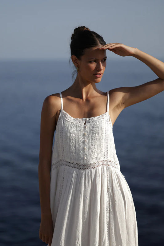 Vestido tirantes largo blanco Luna Llena