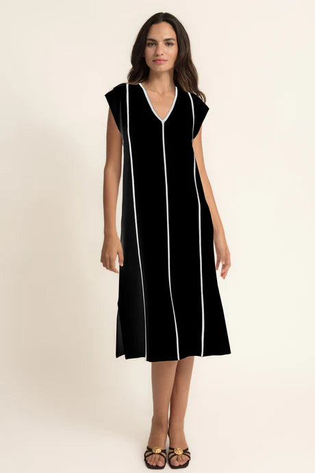 Vestido midi punto negro