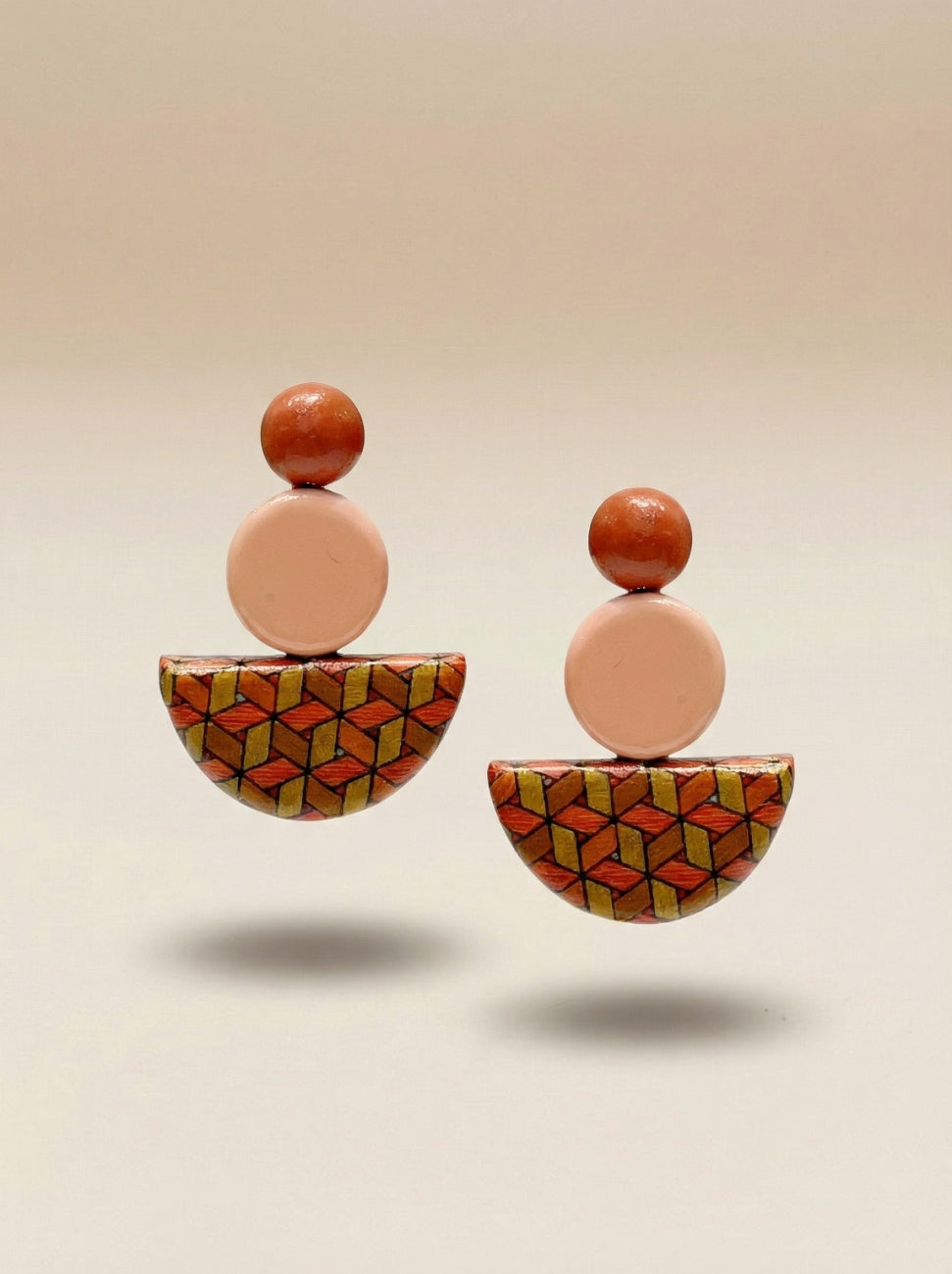Pendientes print geométrico Rojo Surkana