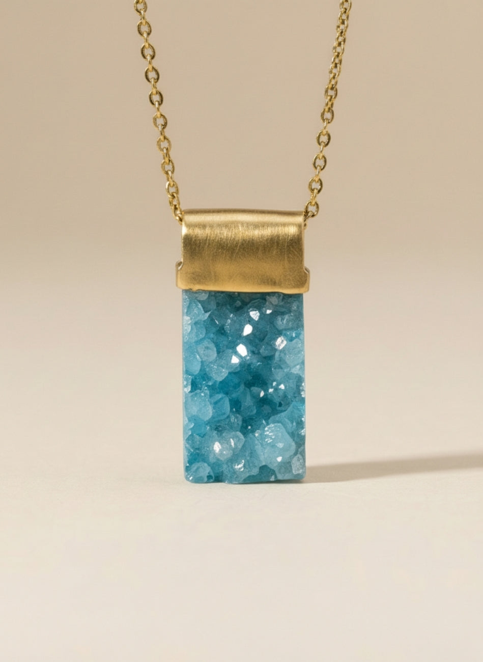 Colgante piedra drusa azul turquesa Turquesa Surkana