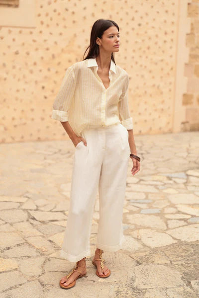 Camisa semitransparente rayitas amarillo