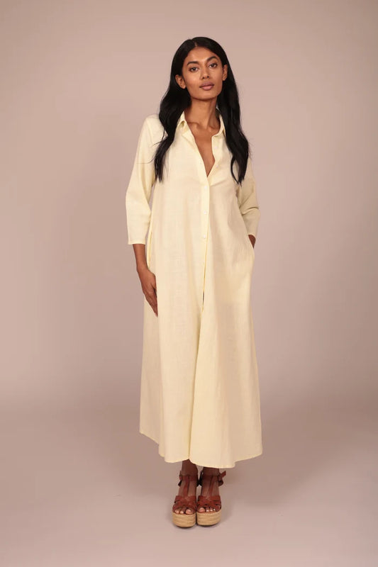 Vestido largo kourta amarillo pastel Luna Llena