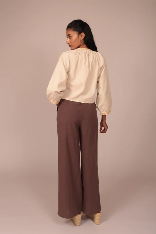 Pantalón lino marrón Luna Llena