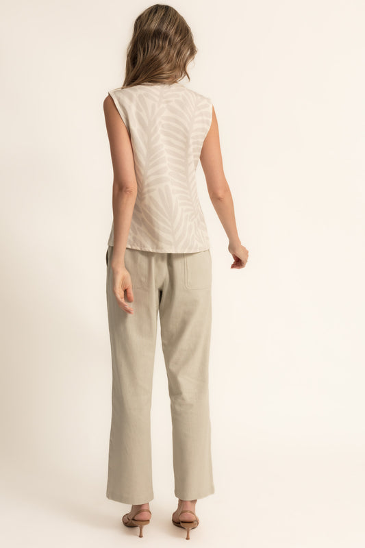 Pantalón beige mezcla lino