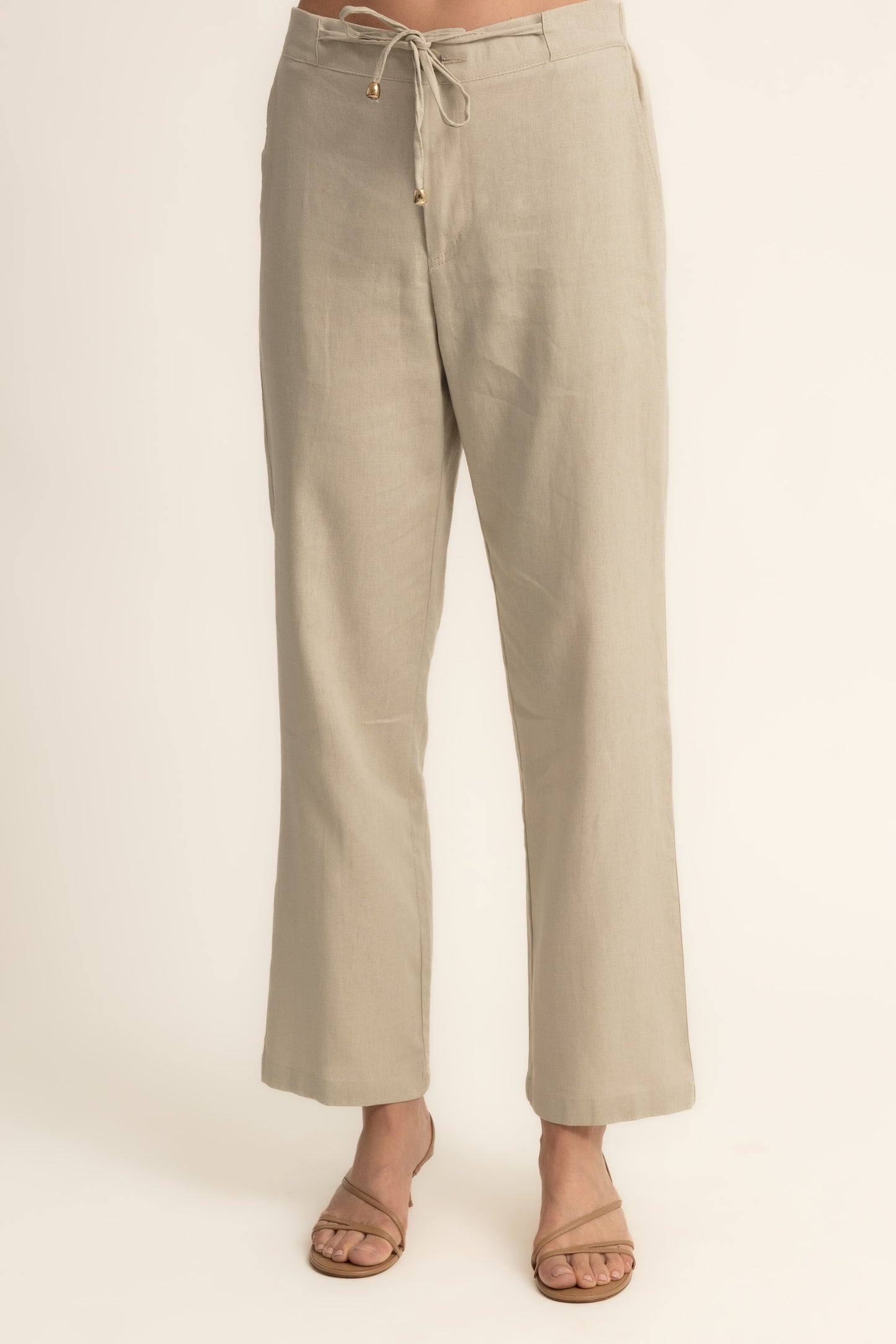 Pantalón beige mezcla lino