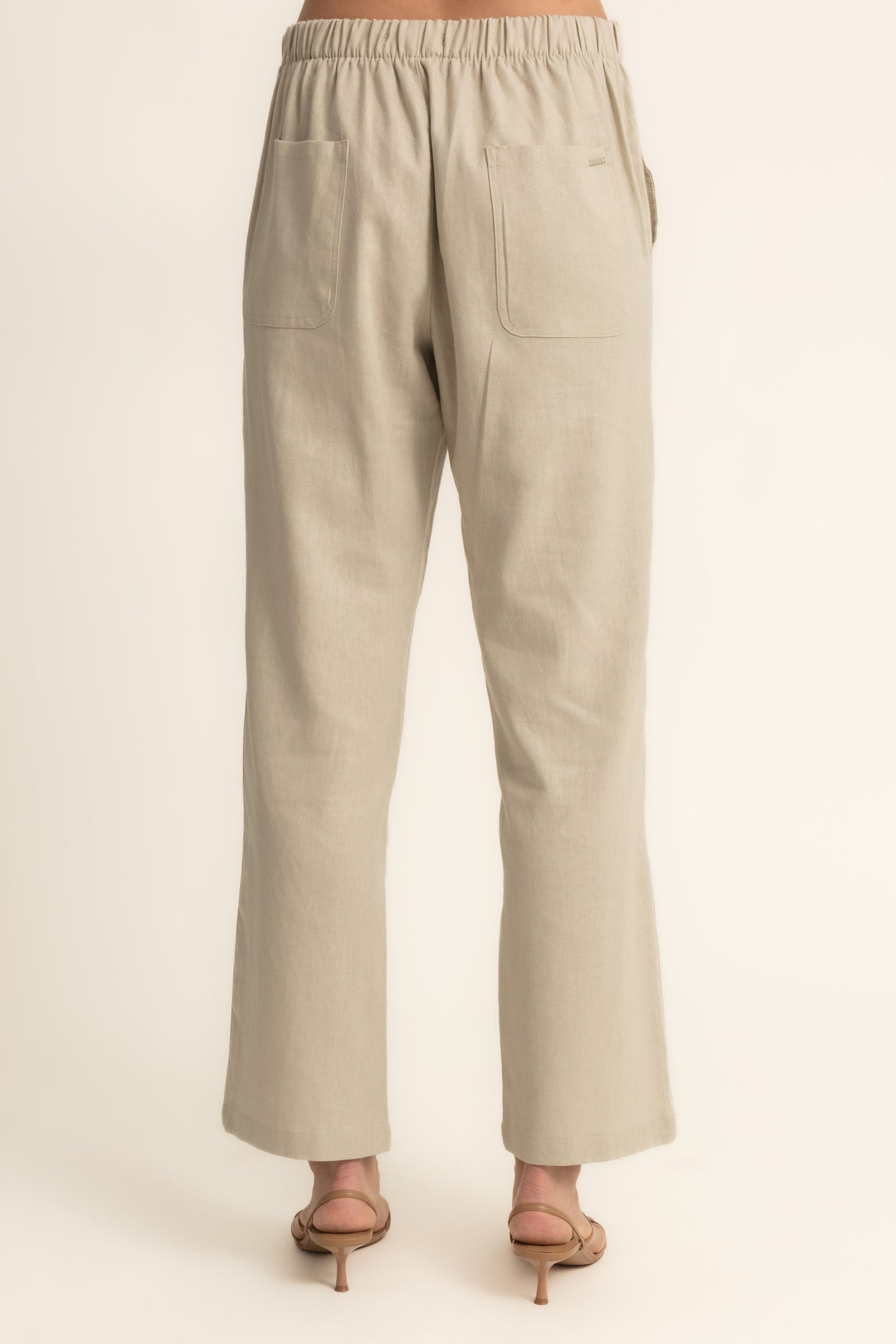 Pantalón beige mezcla lino