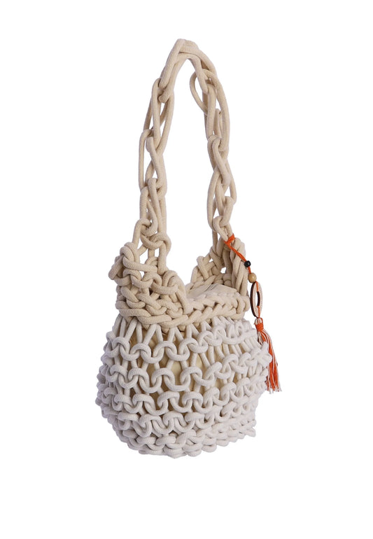 Bolso nudos beige don algodon