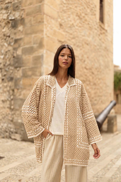 Chaqueta ganchillo beige Luna Llena