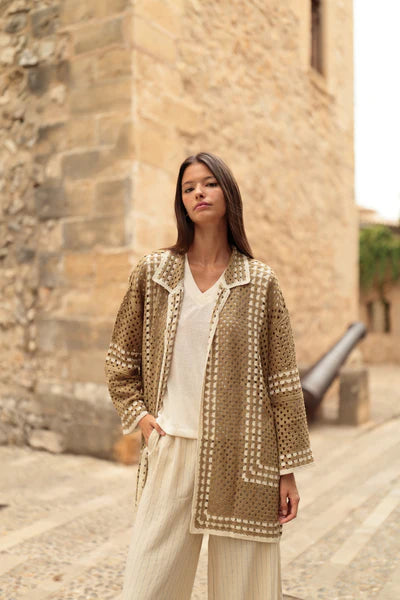Chaqueta ganchillo kaki Luna Llena