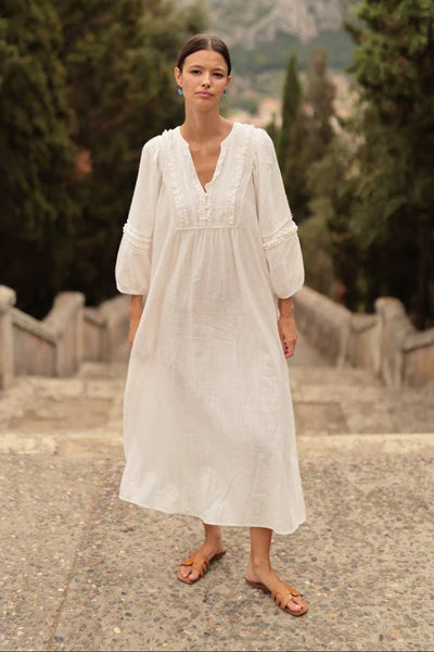 Vestido largo blanco algodón Luna Llena