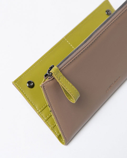 Cartera grande bicolor Kaki Surkana