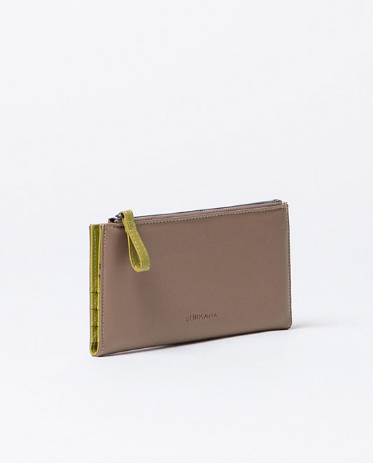 Cartera grande bicolor Kaki Surkana