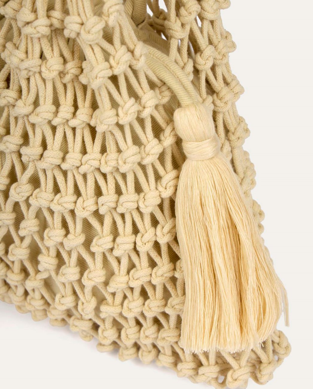 Bolso algodón tejido a mano beige Surkana
