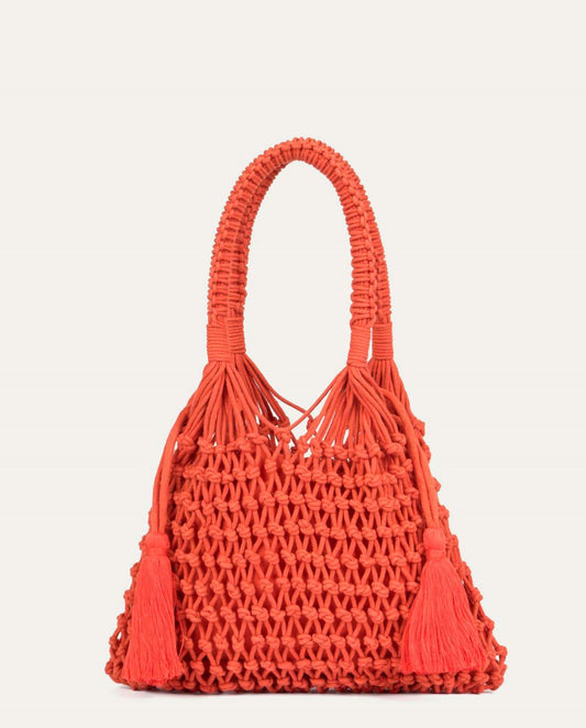 Bolso algodón tejido a mano teja Surkana