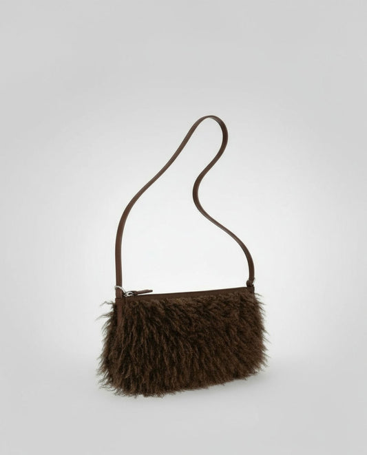 Bolso de pelo con asa ajustable Marrón Surkana