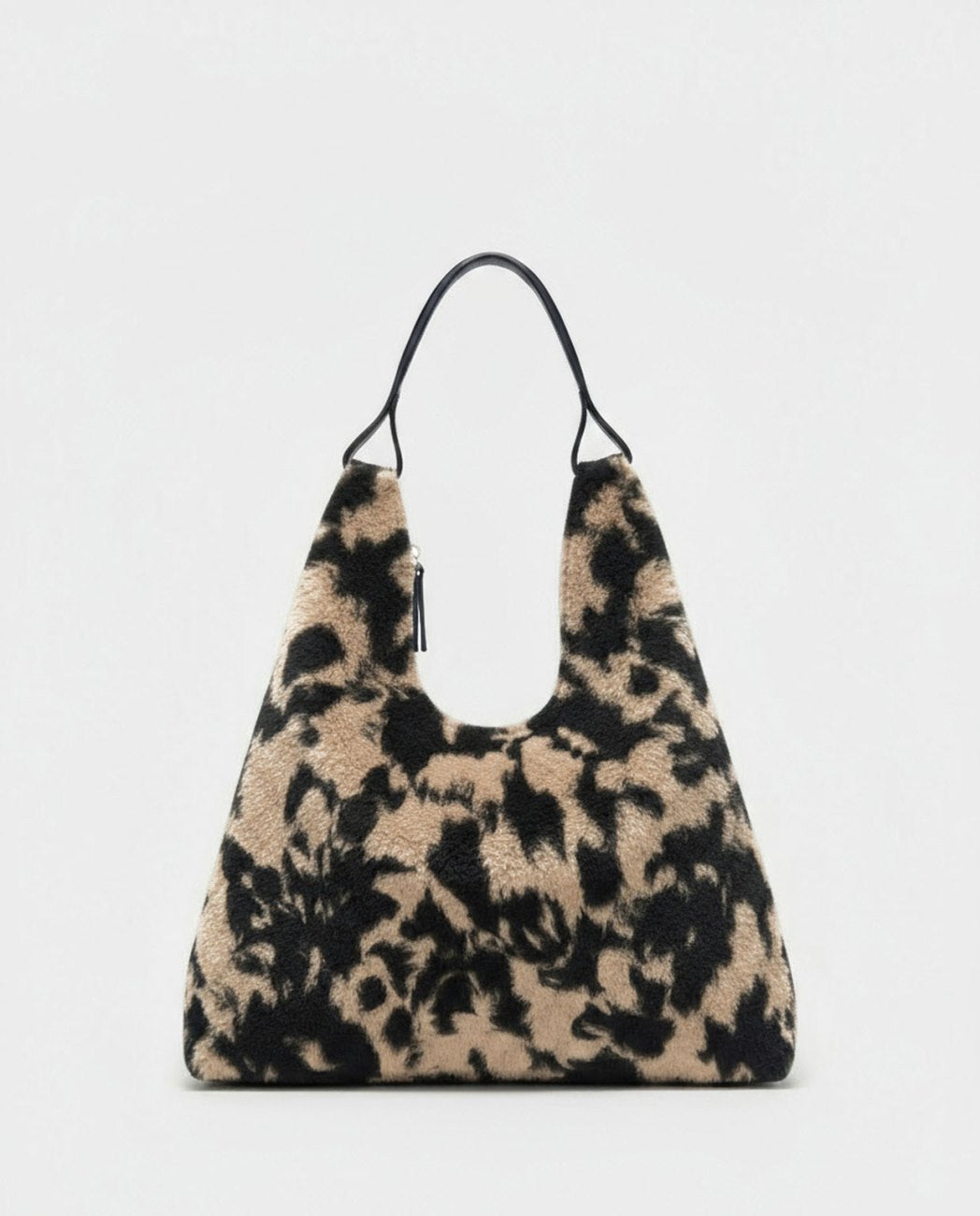 Bolso de hombro con tejido de pelo estampado Negro Surkana