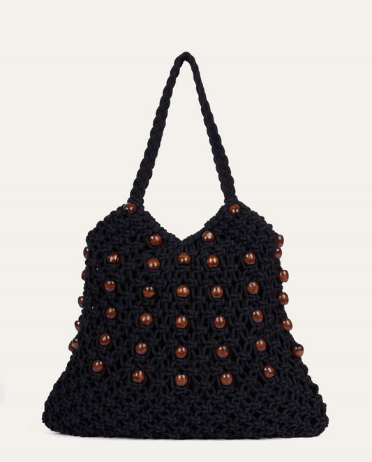 Bolso tejido a mano negro Surkana
