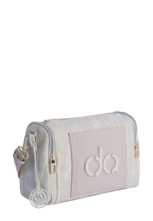 Bandolera combinada beis blanca don algodon